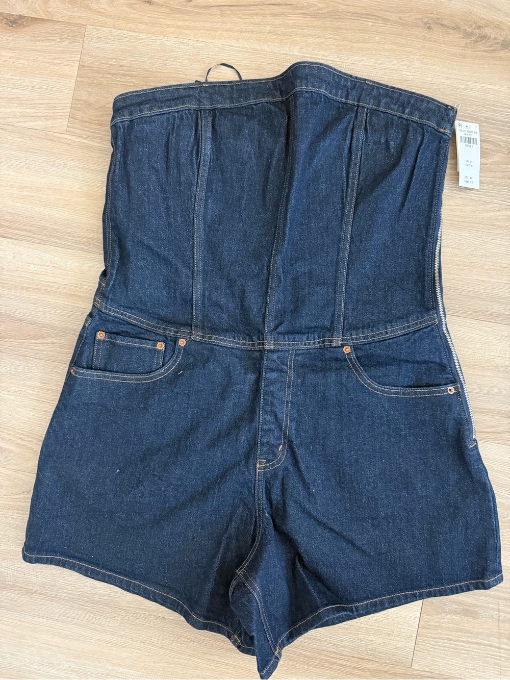 Abercrombie & Fitch Dark Blue Strapless Denim Romper